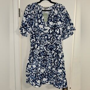 H&M Navy and White Patterned Mini Dress